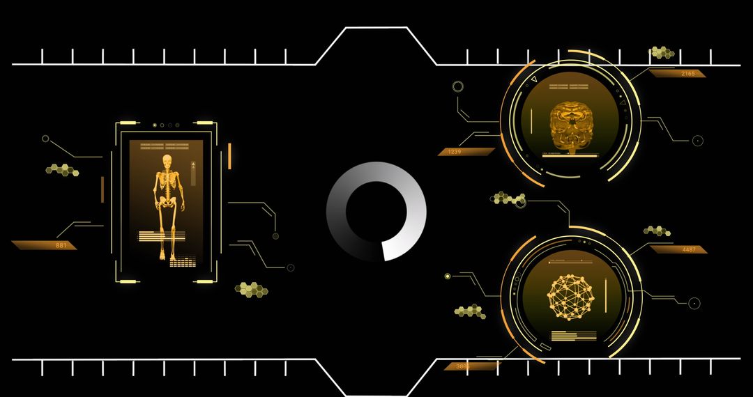 Futuristic Digital Interface with Biometric and Data Elements