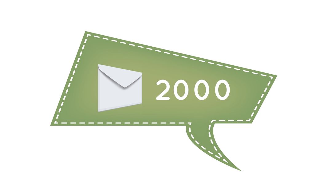 Green Chat Bubble with Email Notification and Counter on White Background