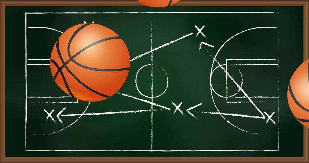 Digital Illustration of Basketball and Game Strategy