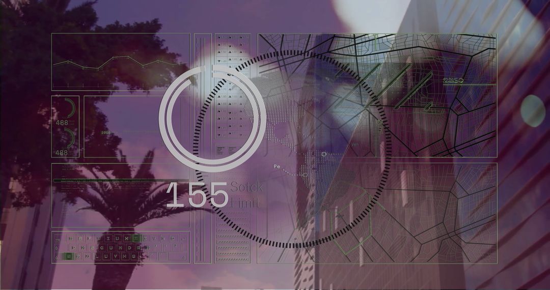 Abstract Financial Data Reflection Over Modern City Skyline