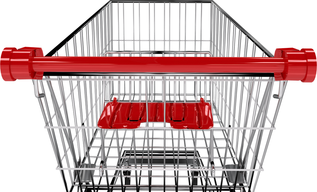 Empty Transparent Supermarket Shopping Trolley with Red Plastic Handle - Download Free Stock Images Pikwizard.com