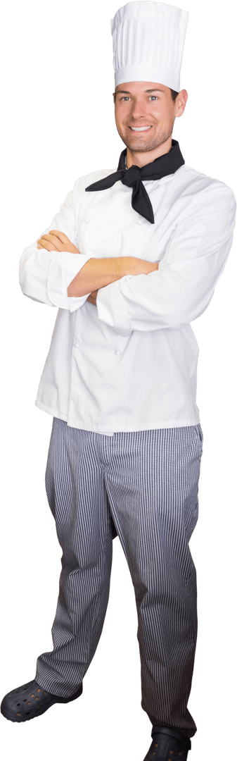 Transparent Male Chef Smiling with Arms Crossed