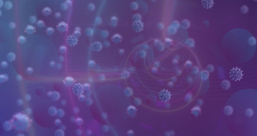 Virus Cells with Violet Wave Background Concept
