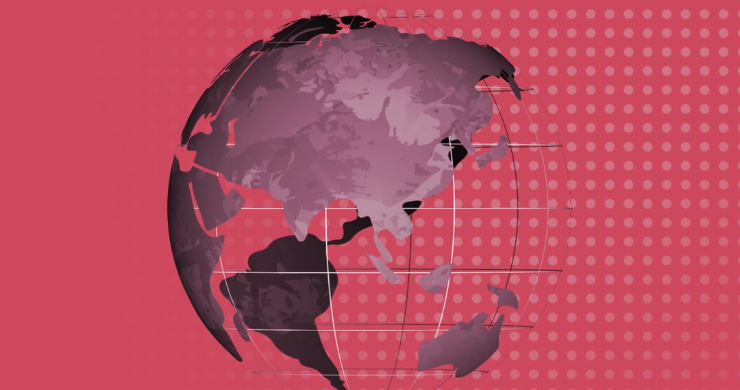 Rotating Globe on Dotted Pink Background