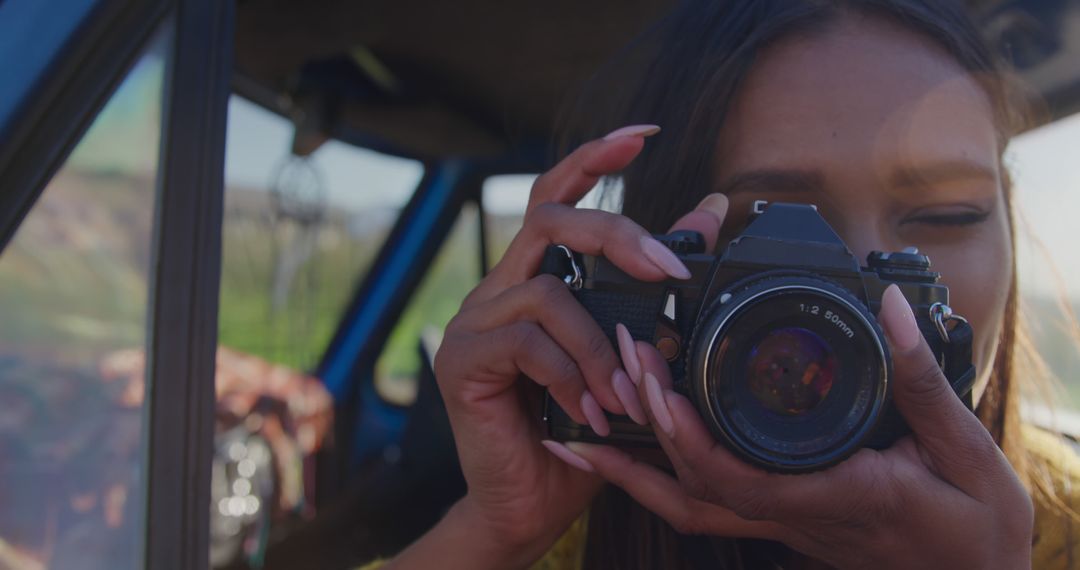 Woman Taking Photos During Road Trip - Free Images, Stock Photos and Pictures on Pikwizard.com