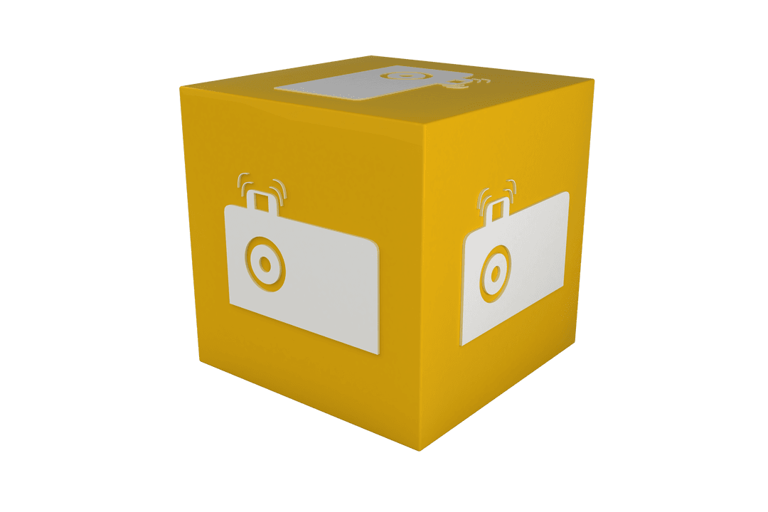Yellow Cube with Camera Icon on Transparent Background Technology Vector - Download Free Stock Images Pikwizard.com