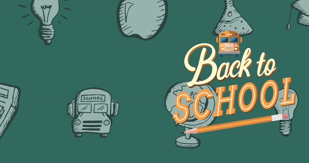 Back to School Concept with School Icons on Green Background