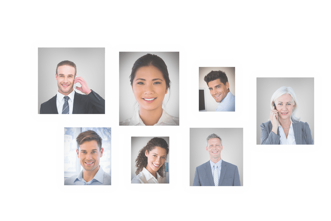 Collage of Diverse Business Professionals on Transparent Background