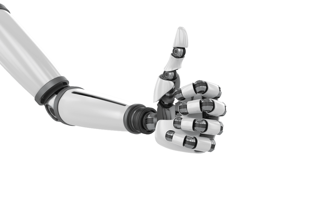 Shiny Robotic Hand Giving Thumbs Up Isolated on Transparent Background