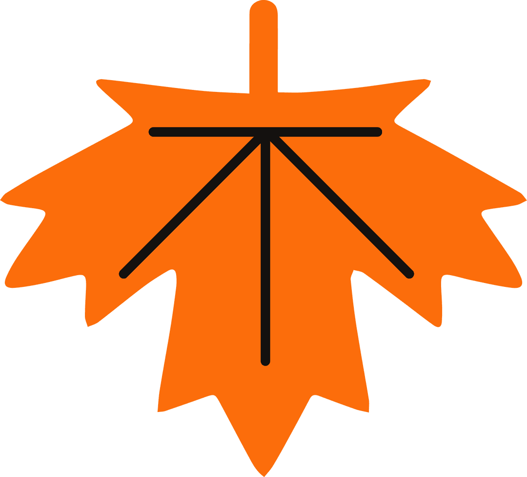 Transparent Orange Leaf Flat Vector with Radiating Lines