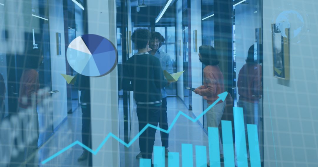 Business team analyzing data with interactive graphs