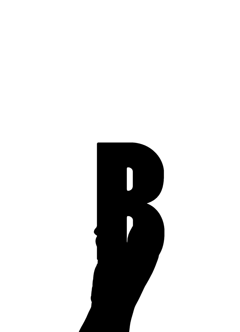 Transparent Illustrative Hand Gesturing B Letter