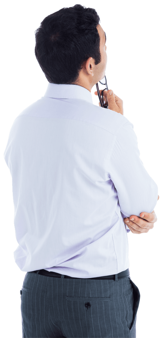 Back View Of Thoughtful Businessman On Transparent Background