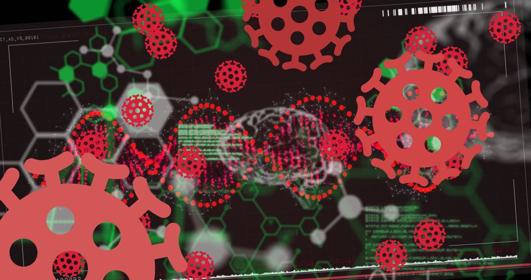 Digital COVID-19 Virus Animation on Dark Background