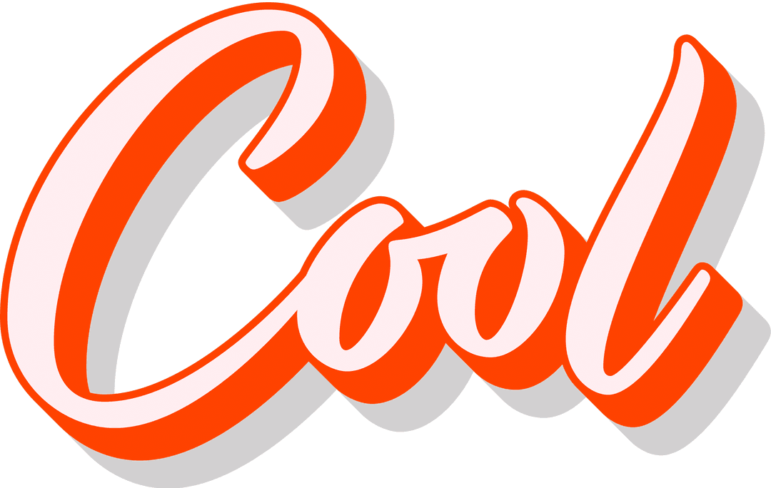 Retro Style 'Cool' Transparent Typography with Orange Shadow