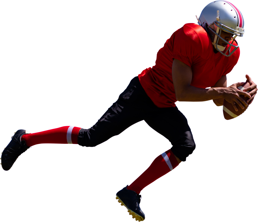 Energetic American Football Player Running on Transparent Background - Download Free Stock Images Pikwizard.com