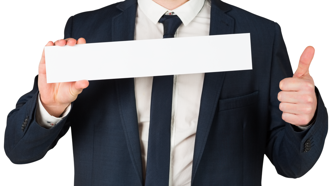 Businessman Showing Blank Transparent Card and Giving Thumbs Up - Download Free Stock Images Pikwizard.com