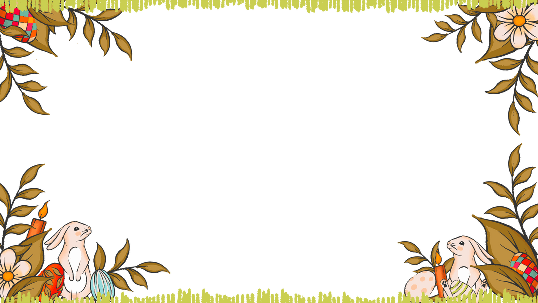 Transparent Easter Frame with Rabbits, Eggs, and Florals