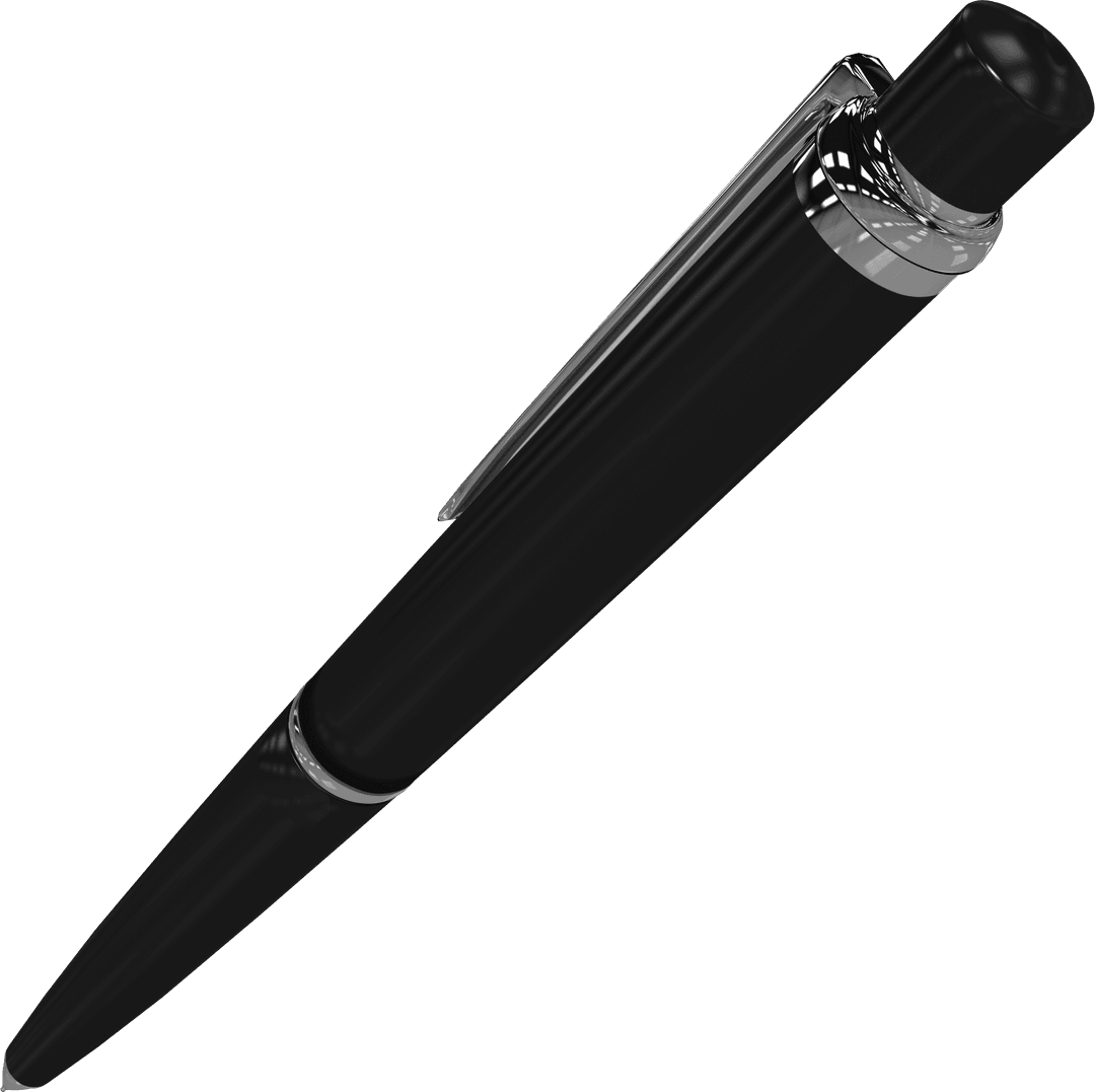 Black and Silver Pen on Transparent Background for Communication Concepts