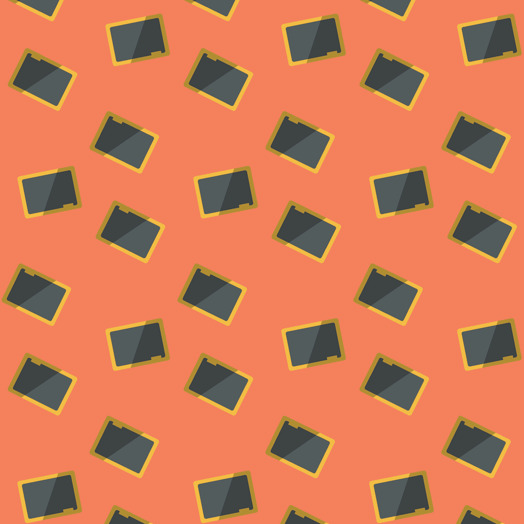 Seamless Transparent Black Screens on Orange Background Vector Design