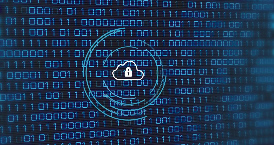 Binary Code with Cloud Security Symbol
