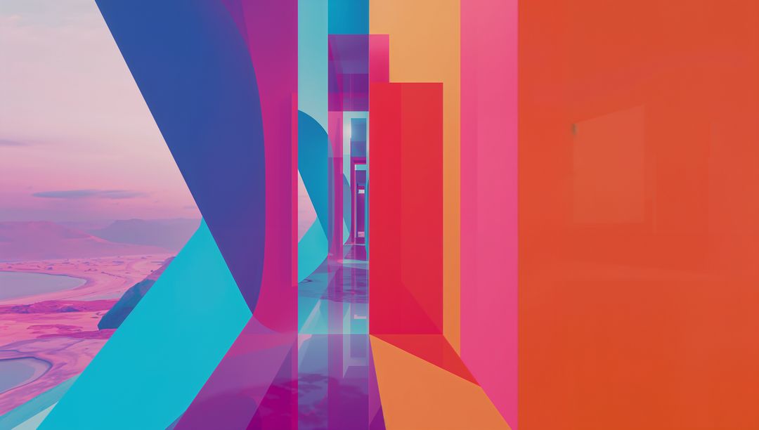 Futuristic Corridor with Translucent Colorful Panels