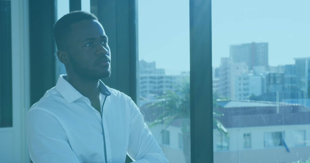 Businessman Analyzing Financial Growth in Office