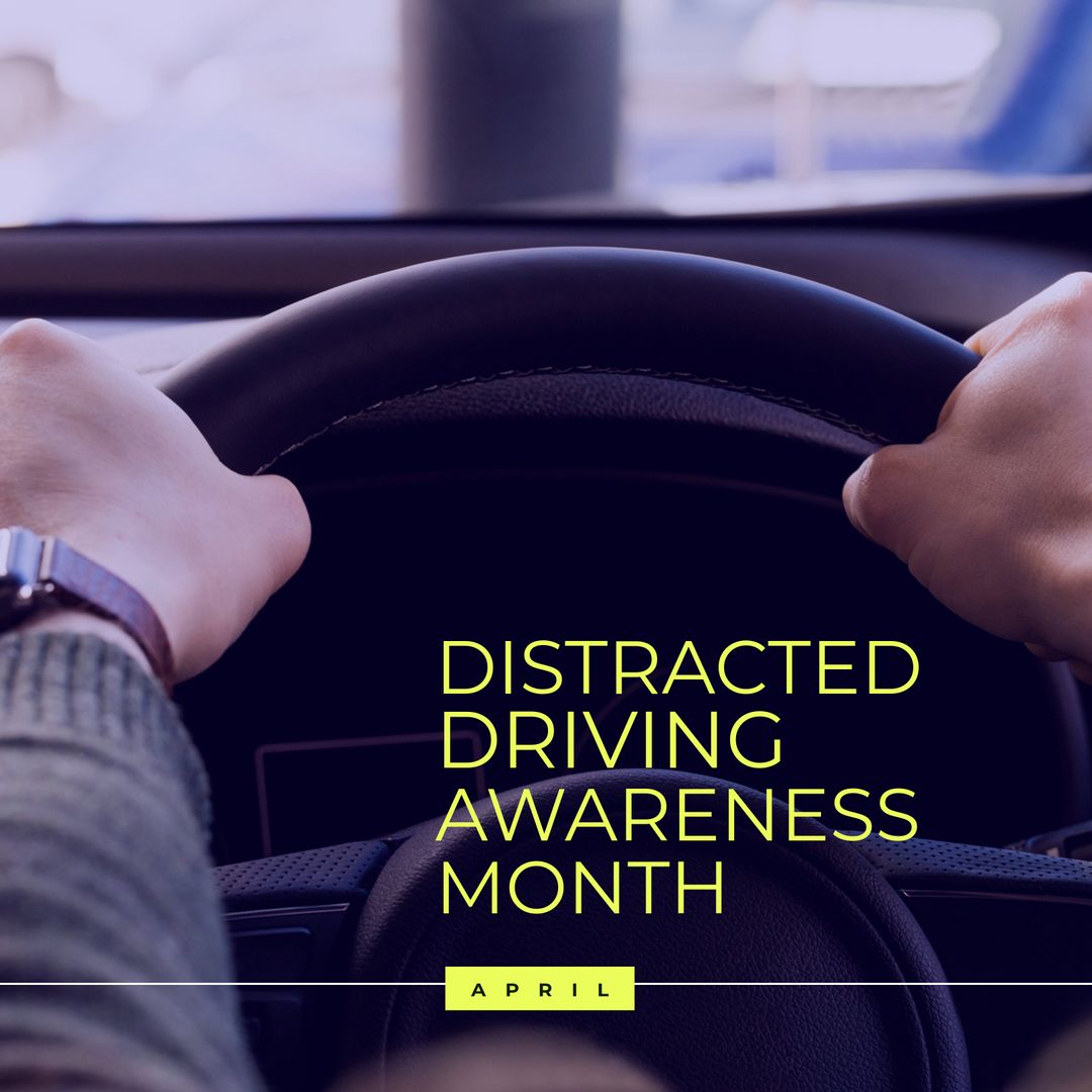 Distracted Driving Awareness Month Campaign with Man Driving Car - Download Free Stock Templates Pikwizard.com