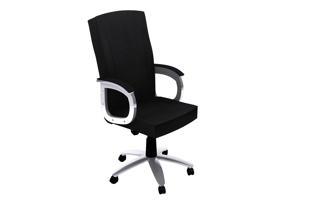 Elegant Black Office Chair On Transparent Background