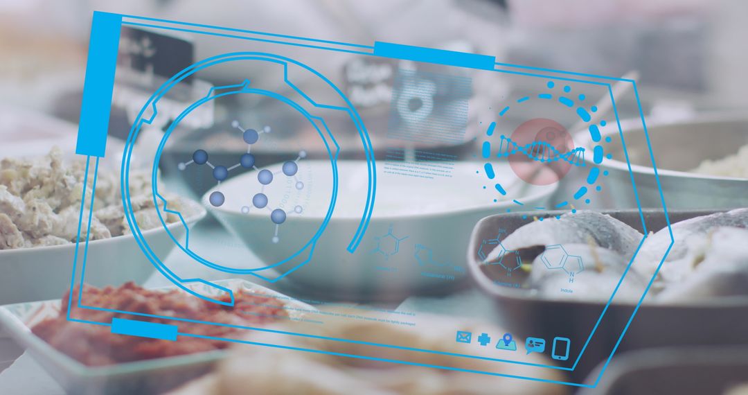 Digital Interface Overlay on Food Illustrating Data Concepts