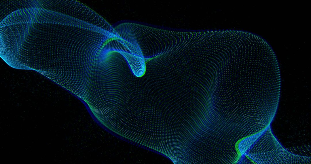 Flowing Abstract Blue Waveforms on Black Background