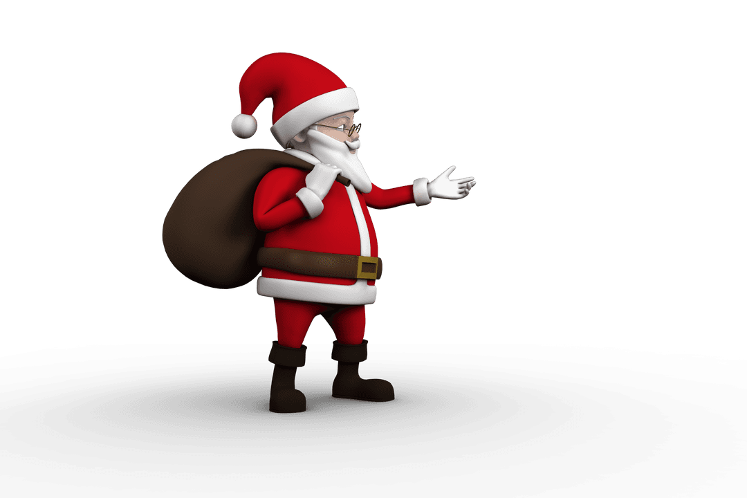 Santa Claus Holding Sack Gesture Transparent Background