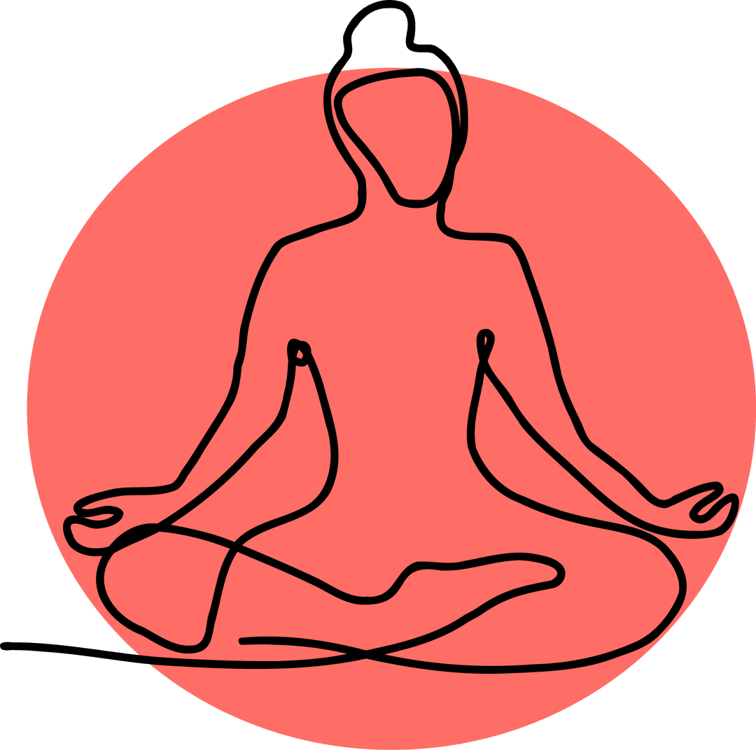 Continuous Line Meditation Pose Over Coral Transparent Background