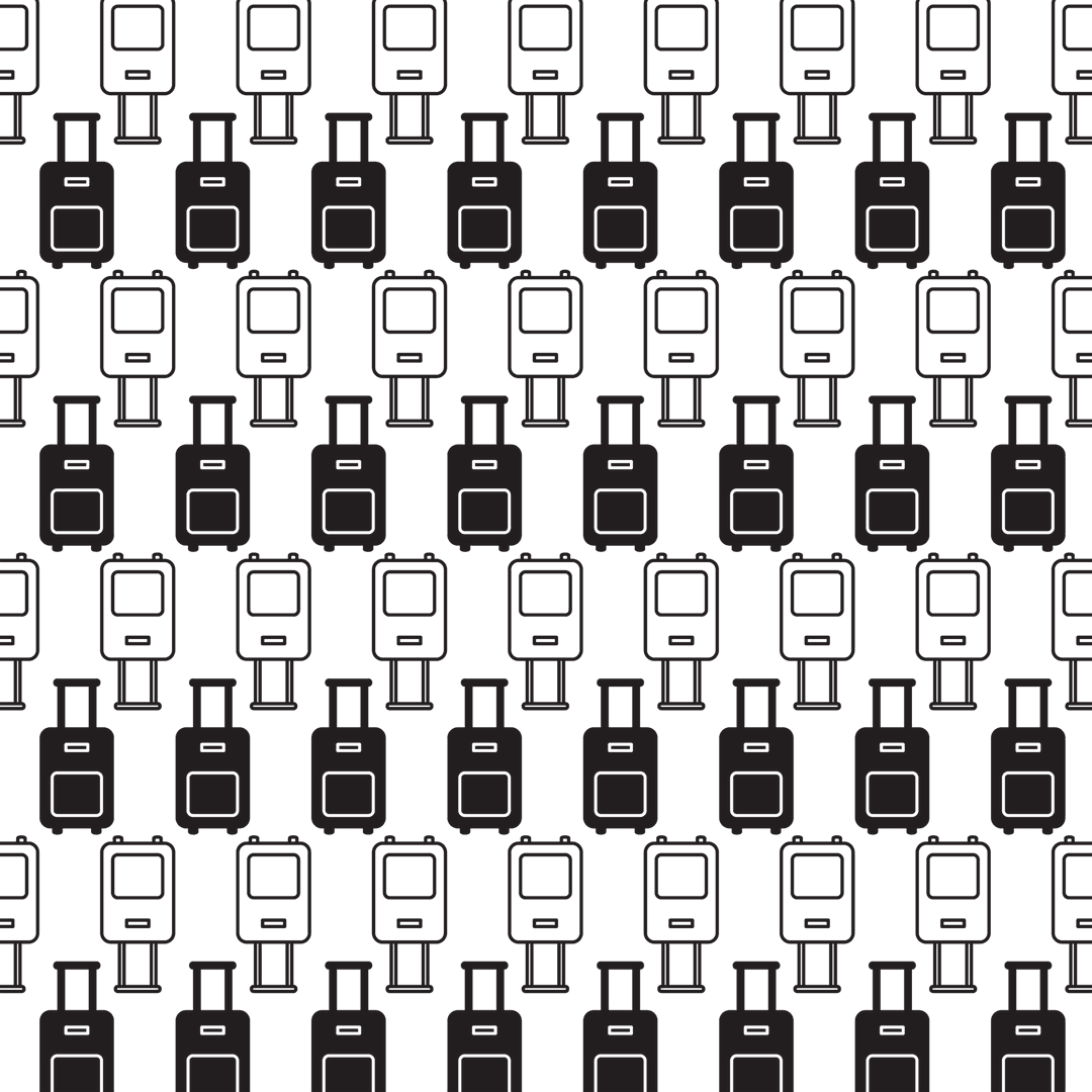 Seamless Transparent Travel Luggage Pattern on Dark Background