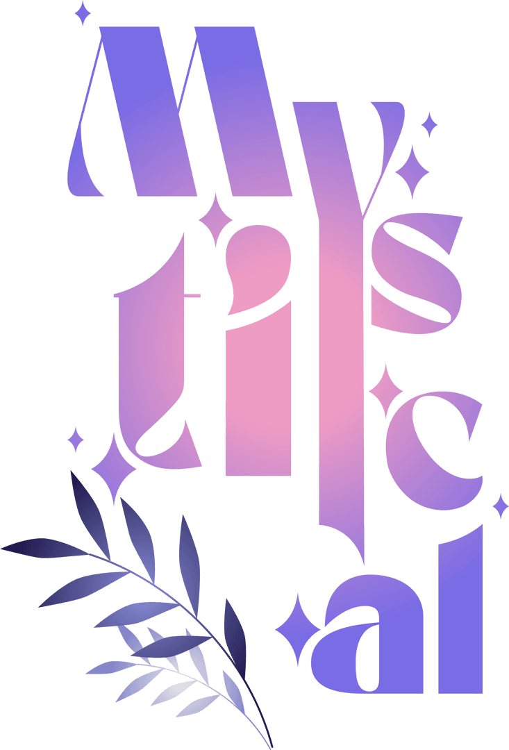 Mystical Typography with Pink Purple Gradient on Transparent