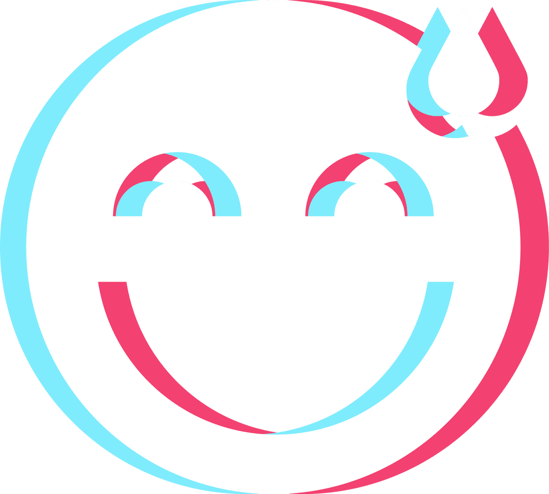 Colorful Glitch-Style Smiling Face on Transparent Background