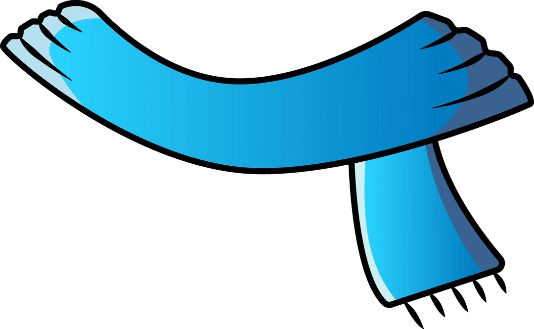 Blue Gradient Scarf Floating on Transparent Background, Elegant Style