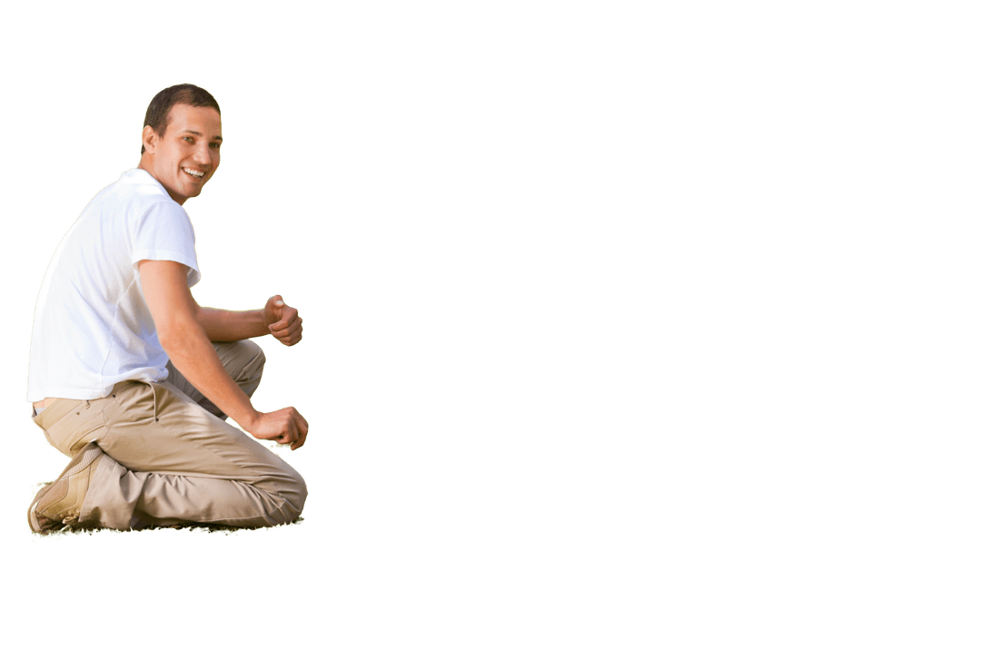 Excited Caucasian Man Celebrating With Joy on Transparent Background