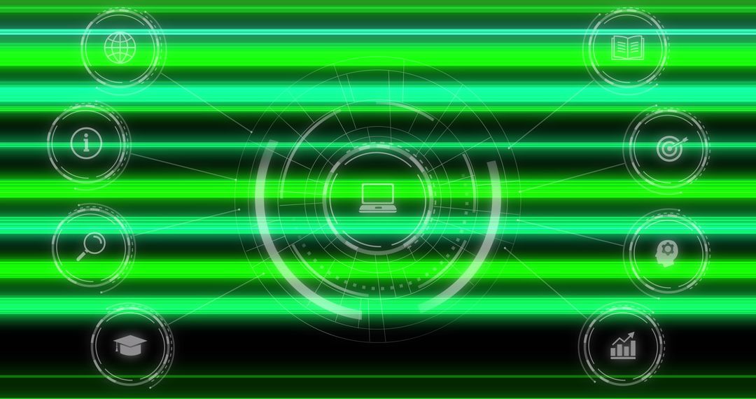 Futuristic Digital Icons with Neon Light Effects