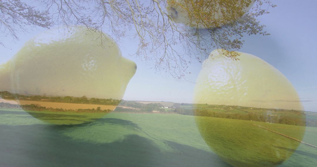 Lemons Overlooking Peaceful Rural Field with Clear Sky