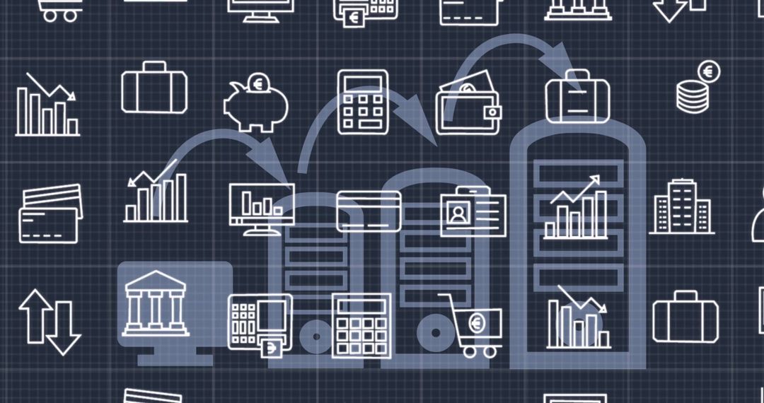 Business and Technology Interface Concept with Digital Icons