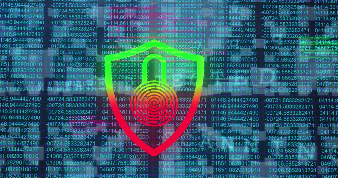 Digital Security Concept with Protective Shield and Data Streams