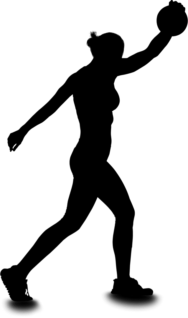 Silhouette of Sportswoman with Disc on Transparent Background