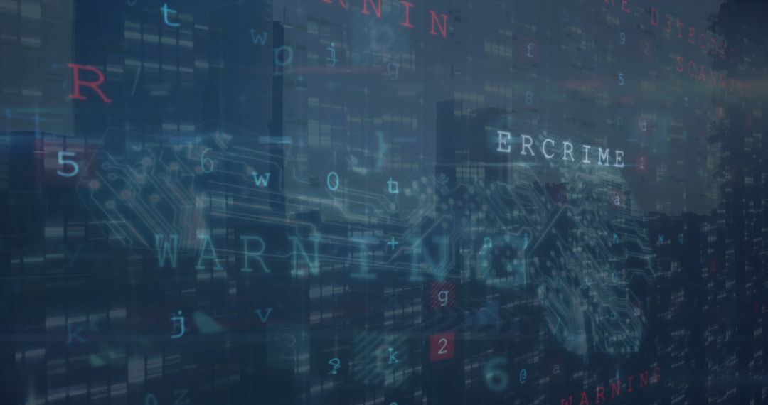 Digital Threat Landscape with Cybersecurity Concepts Over Cityscape