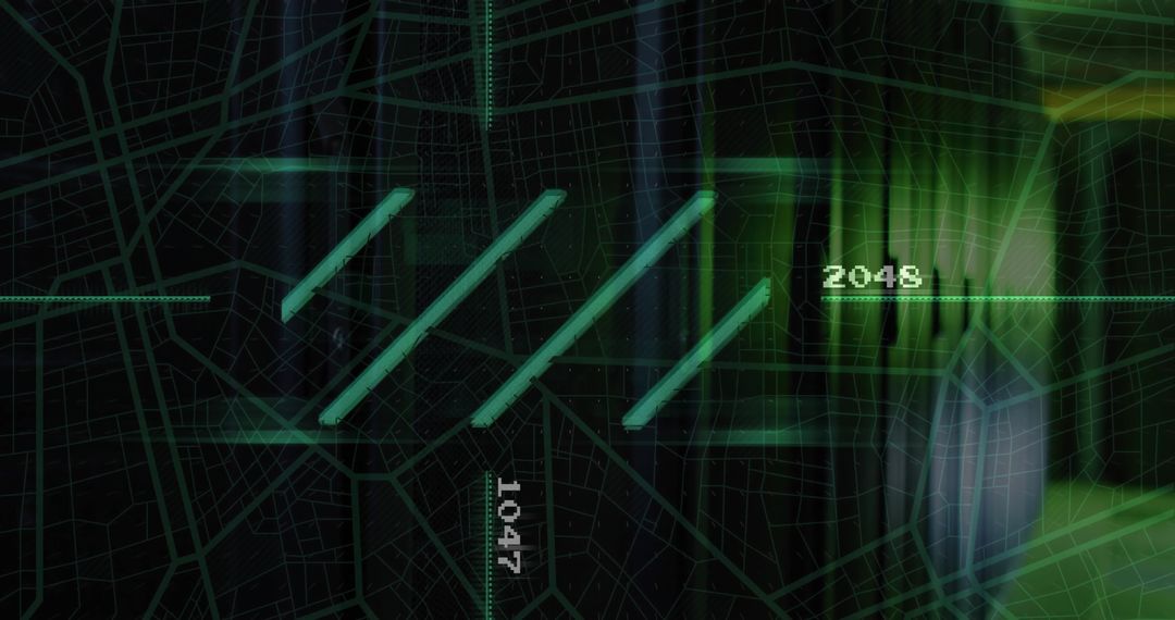 Futuristic Sci-Fi City Grid Interface with Holographic Data