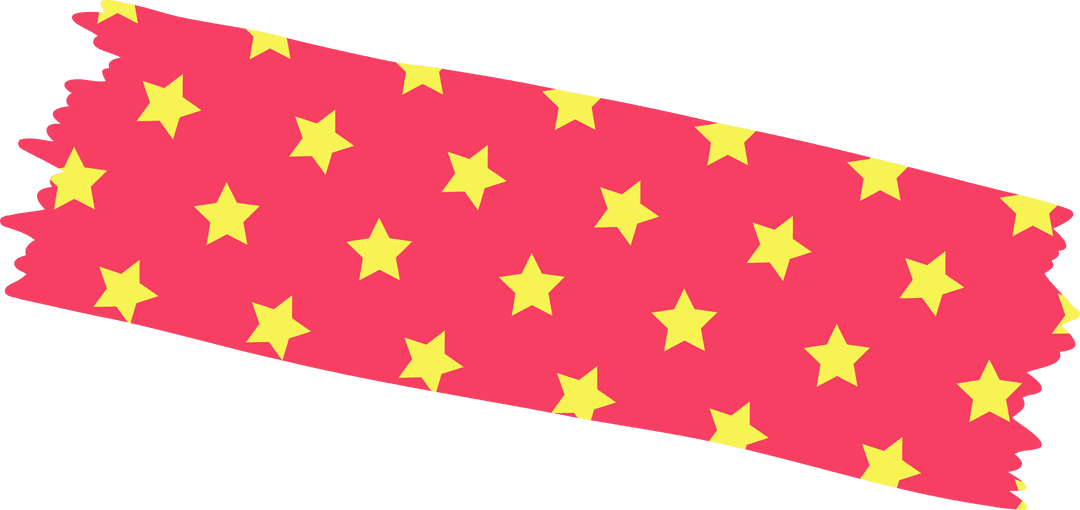 Starry Yellow on Torn Red Tape Visual Element Transparent Background