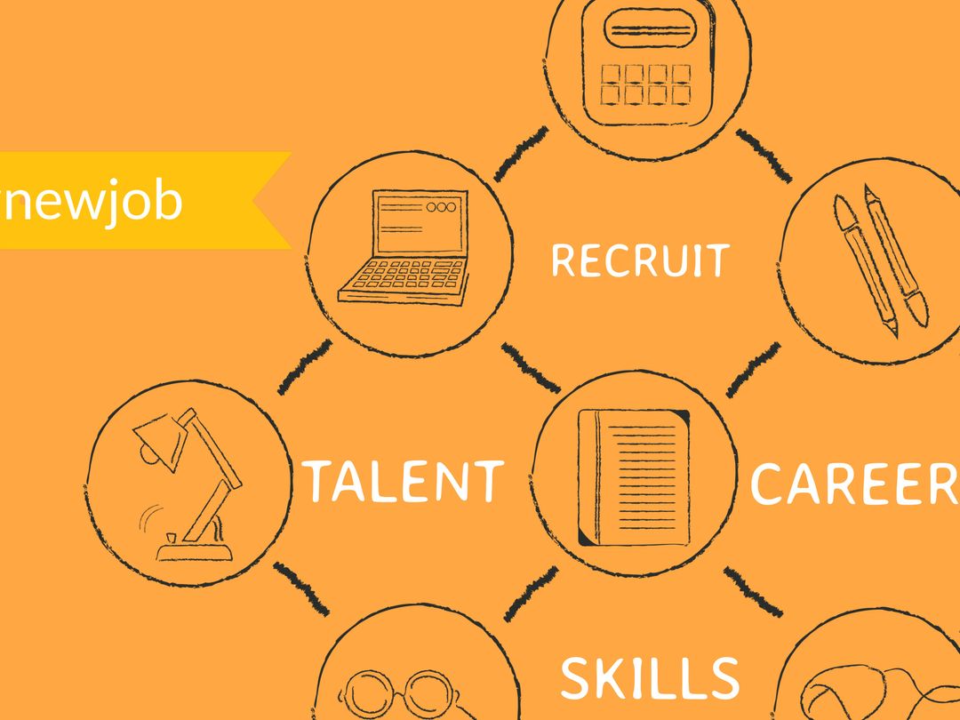 Career Growth and Networking Concept with Job-Related Icons