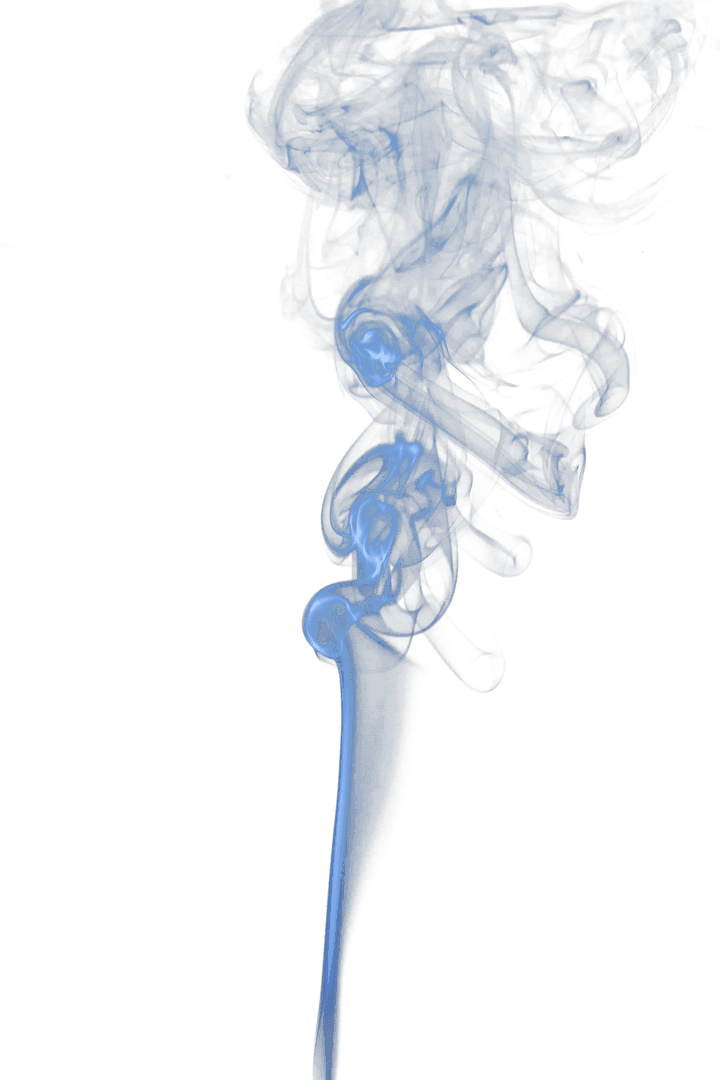 Abstract Blue Smoke Trail Floating on Transparent Background