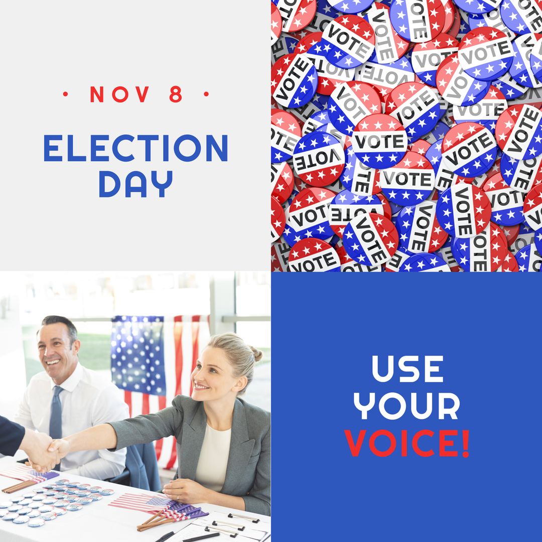 Election Day Theme with Vote Buttons and Passionate Slogan