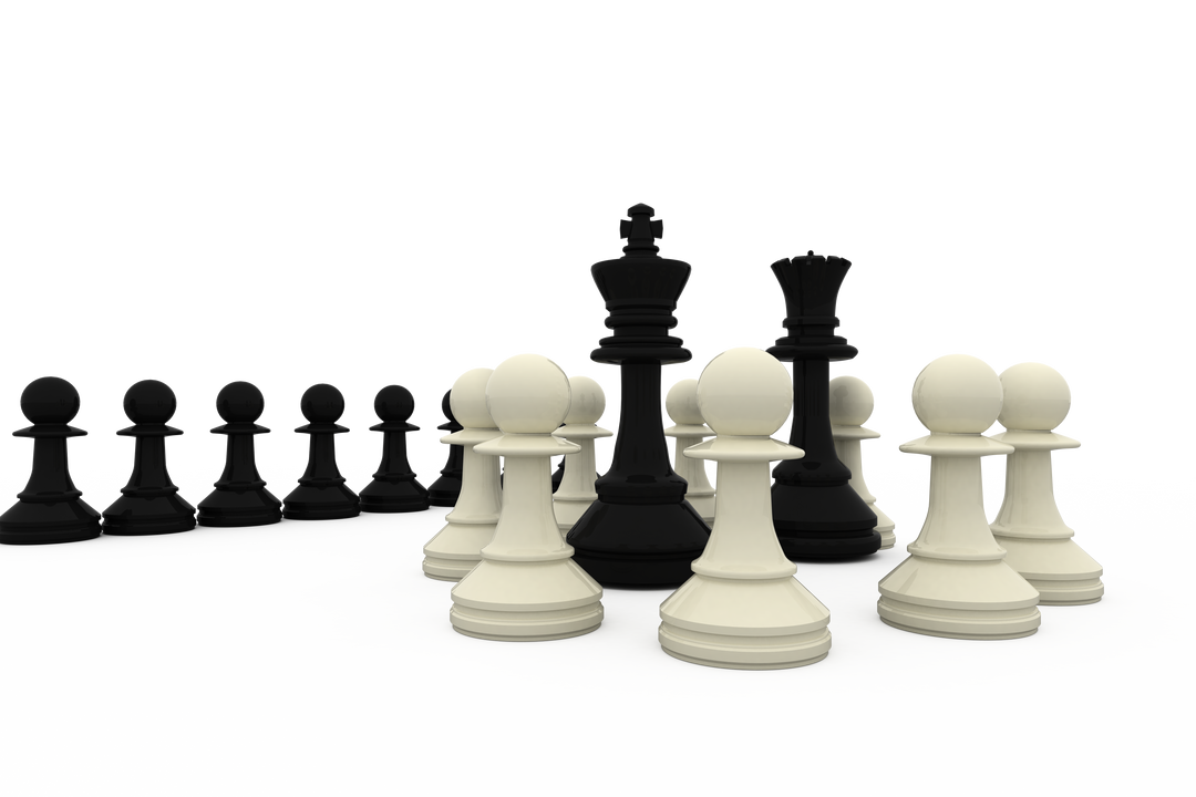 Transparent Chess King and Queen Surrounded by Opposing Pawns - Download Free Stock Images Pikwizard.com